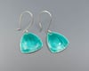 Sea Green Silver and Enamel Triangle Earrings - K0376