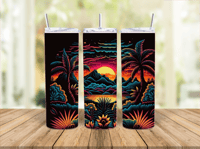 20oz Neon Mountain Sunset Tumbler