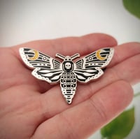 Image 1 of Death's-head Hawk Moth hard enamel pin 