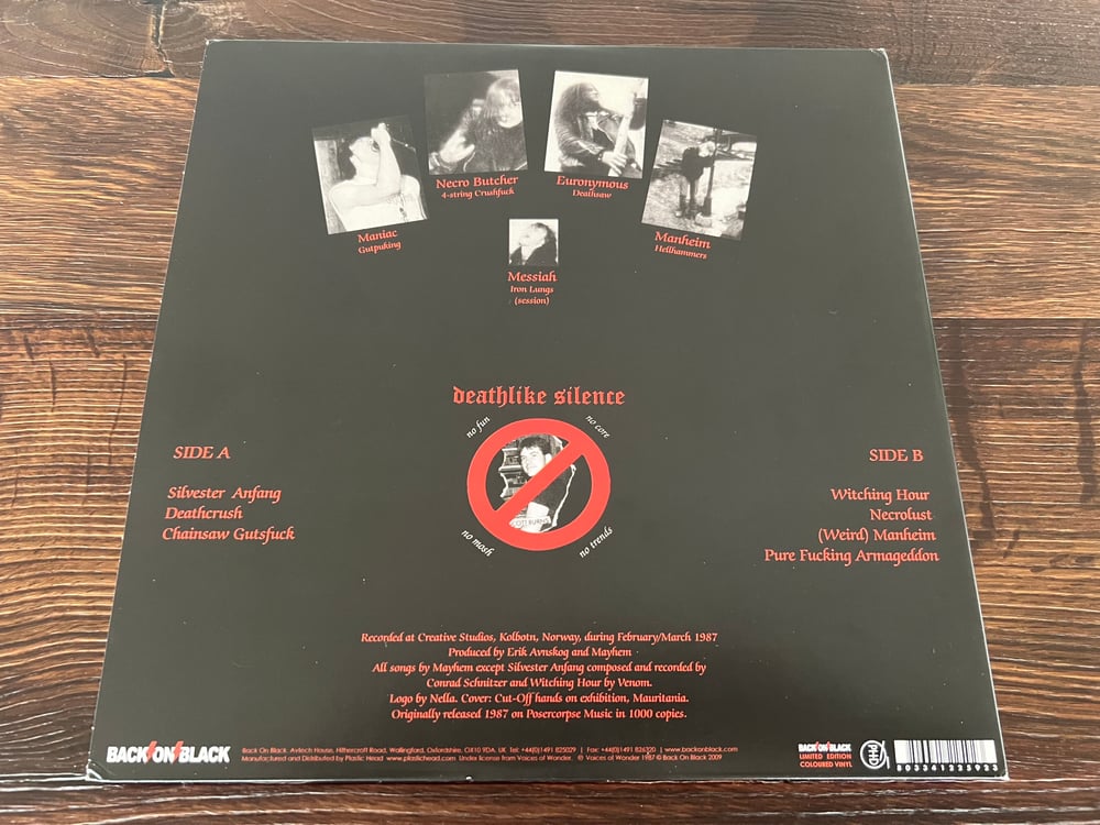 Mayhem - Deathcrush - 2009 Reissue on Clear Vinyl! 