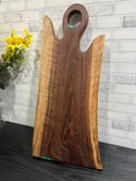 Handcrafted Live Edge Walnut and Turquoise Epoxy Resin Charcuterie Board