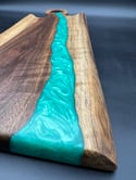 Handcrafted Live Edge Walnut and Turquoise Epoxy Resin Charcuterie Board