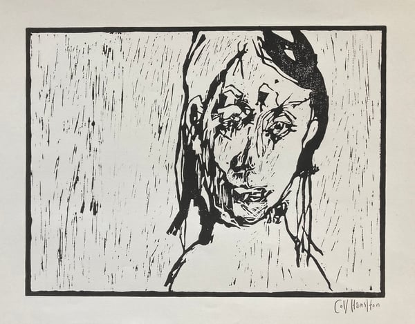 Image of Moment - Linocut - Black Ink on White Paper 