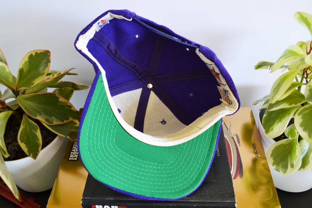 Image of Vintage 1990's Los Angeles Lakers Sports Specialties Motion Script Snapback Hat