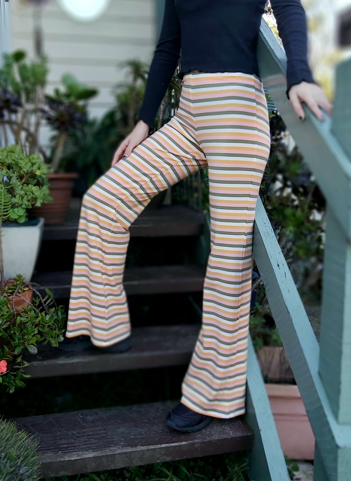 Image of Olive peach stripe KAT pants