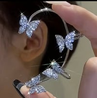 Image 2 of Butterfly Zircon Cuff Earrings Non Piercing 