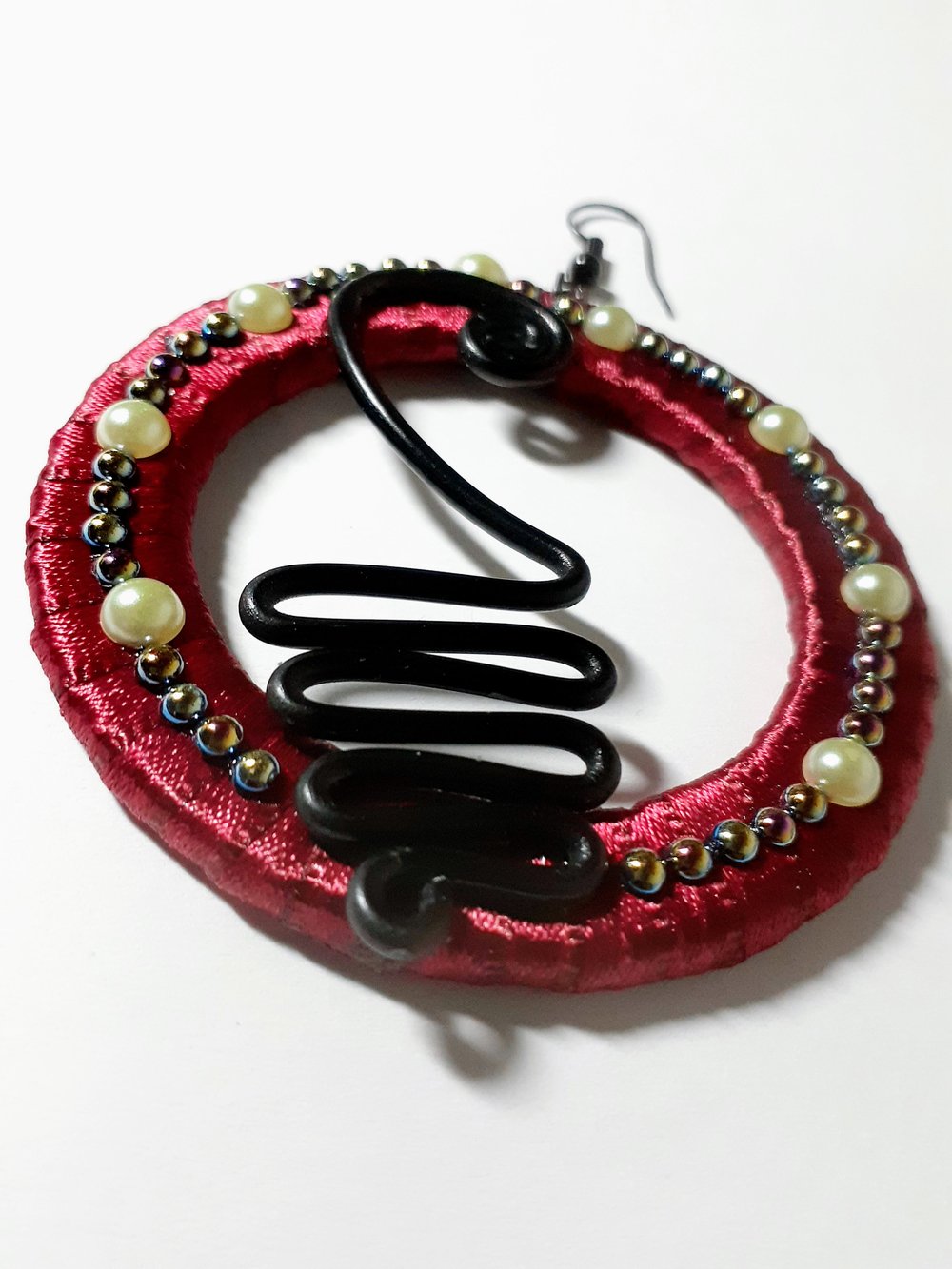 Image of Strength, Rhinestone, Wired, Ribbon, Handmade Earrings