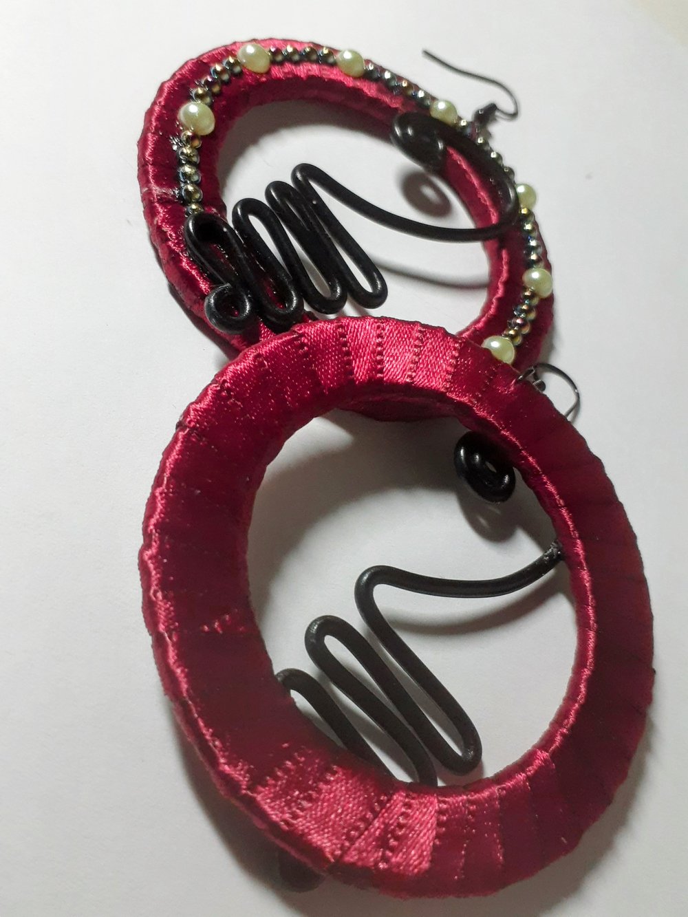 Image of Strength, Rhinestone, Wired, Ribbon, Handmade Earrings
