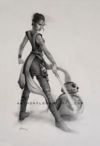 Rey and BB8 original art
