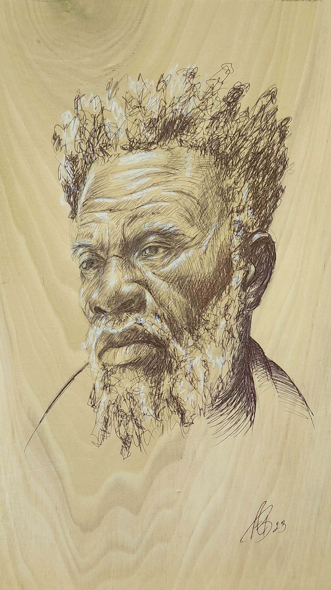 Ballpoint wood sketch