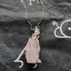 Rose quartz coffin pendant wire wrapped necklace