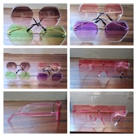 EYE CANDY  OVAL GOLD FRAME BROWN PINK GREEN PURPLE  OR ALL RED BLOCK FRAME 