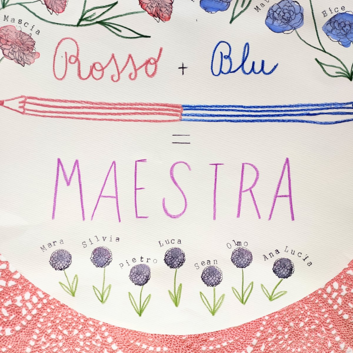 PIATTO MAESTRA - ROSSO + BLU = MAESTRA