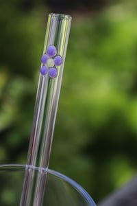 Image 2 of Set of 2 Purple Flower Glass Straws