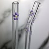 Set of 2 Purple Flower Glass Straws