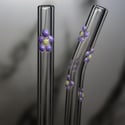 Set of 2 Purple Flower Glass Straws