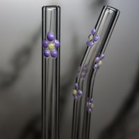 Image 4 of Set of 2 Purple Flower Glass Straws