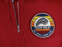 Image 2 of Team Meat T-Bone Logo Patch - Full-zip Hooded Jacket - Cardinal Red