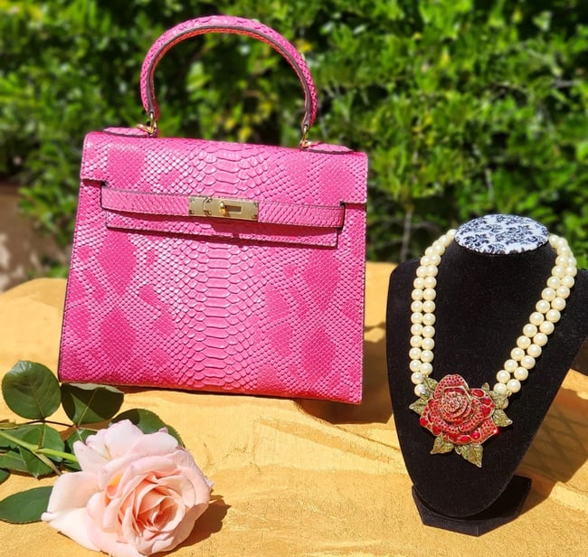 Hot Pink Snake Print Designer Inspired