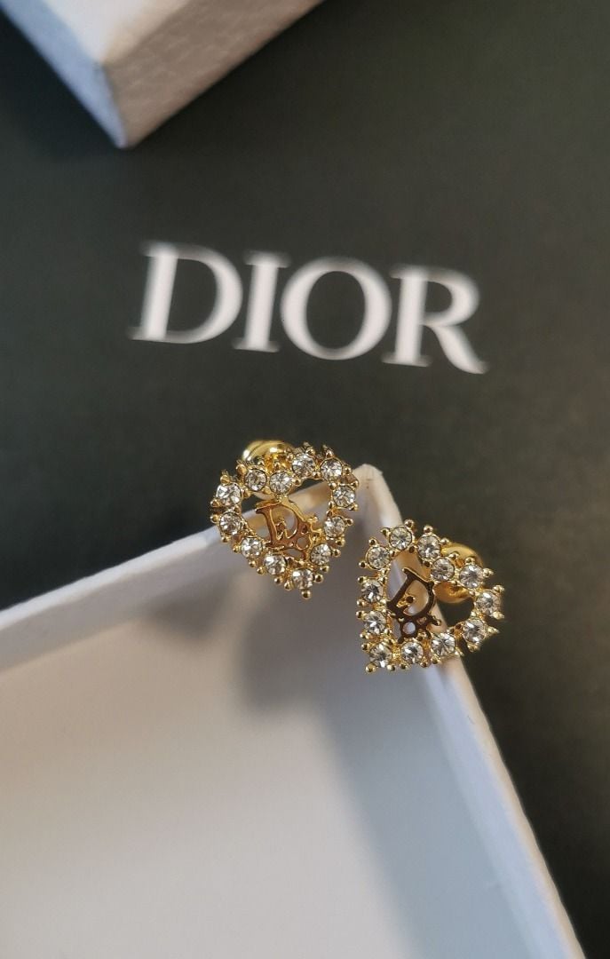 Image of NEW VINTAGE Auth Dior Heart Earrings 