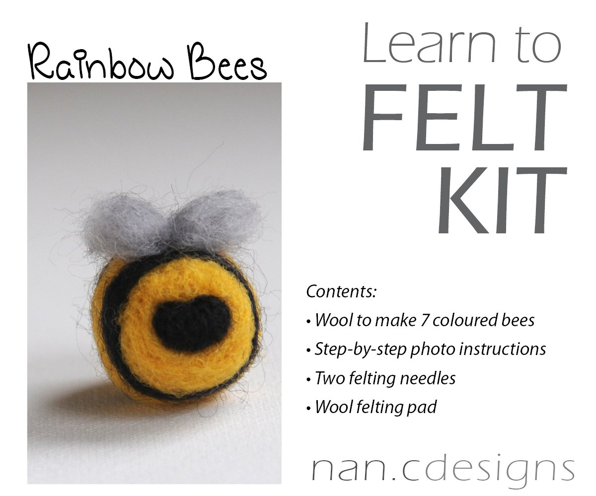 Rainbow Bees - Needle Felting Kit