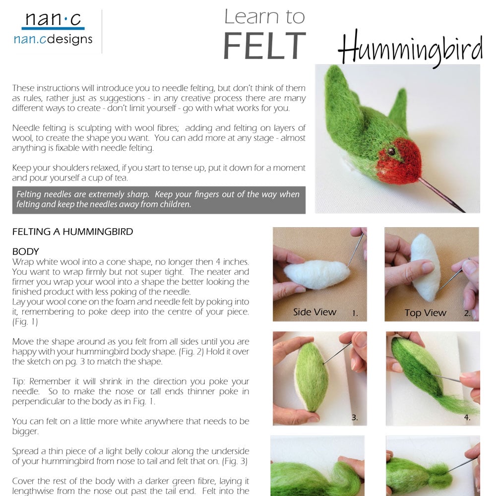 PDF Hummingbird Felting Instructions