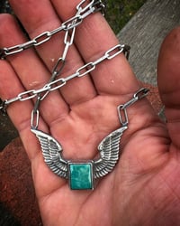 Image 1 of WL&A Sterling Silver Royston Freedom Wings Pendant #2 & Linked Chain - Size 2.5" - 25" Length 