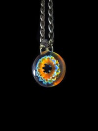 Image 1 of Psychedelic flower pendant with cfl loop.