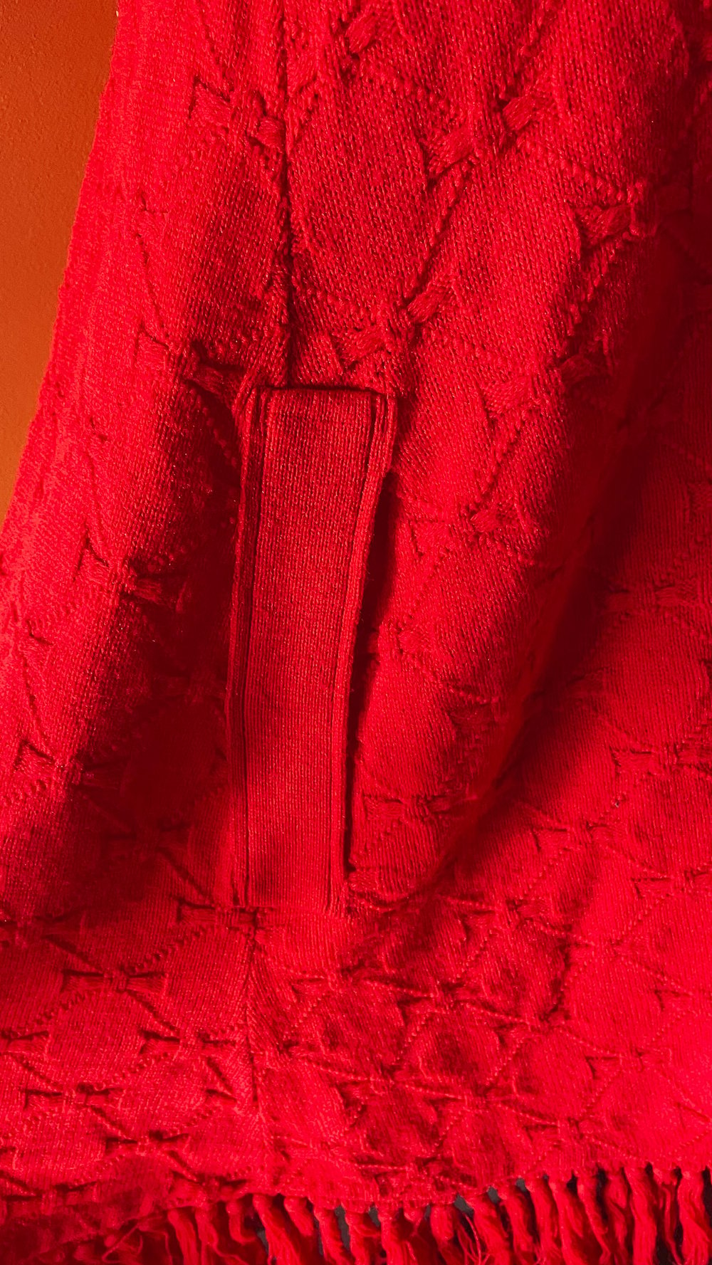 Vintage Red wool poncho