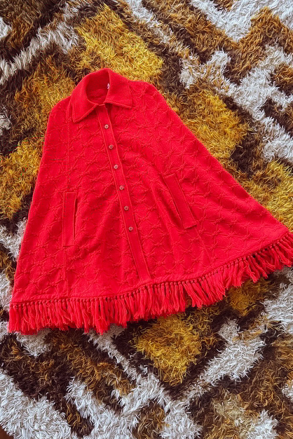 Vintage Red wool poncho