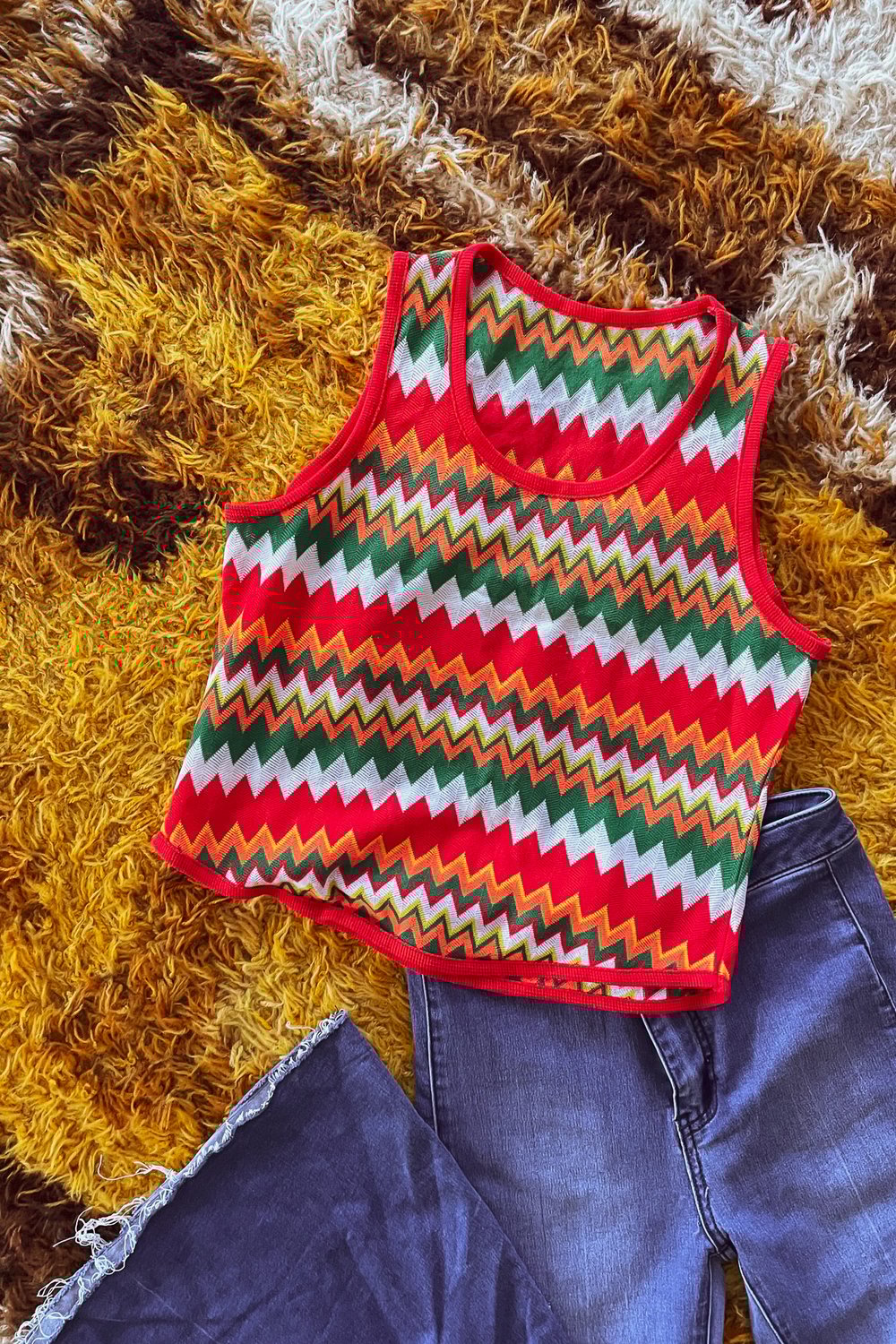 Vintage 70's chevron knit vest XS/S