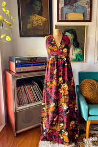 Image 4 of Vintage Barkcloth maxi dress Size S/M