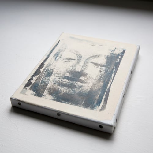 Image of Monotype - "Bouddha bleu noir" - Thaïlande - 19x24 cm