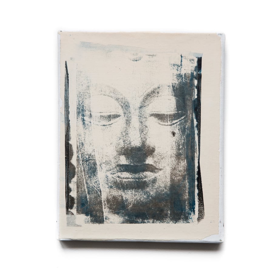 Image of Monotype - "Bouddha bleu noir" - Thaïlande - 19x24 cm