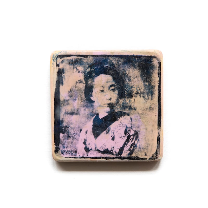 Image of Monotype "Le kimono rose" - Japon - 13,5x13,5 cm