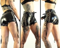 Image 1 of WET LOOK PVC LACE UP SHORTS