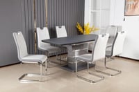 Modena Dining Set & 6 Chairs - Dark Grey