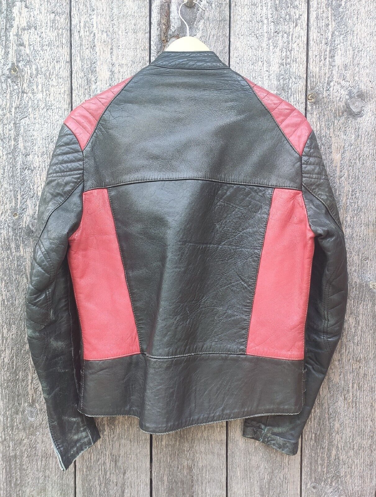 Image of Vtg Kett Leathers Cafe Racer Black/Red Jacket Size Small Biker/Classic/Retro