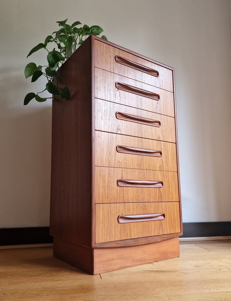 Image of VICTOR WILKINS FOR G PLAN FRESCO TALLBOY CHEST OF DRAWERS