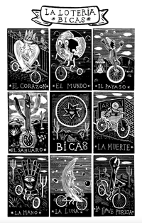 Image 1 of La Lotería 9-Block Woodcut Screenprint Poster