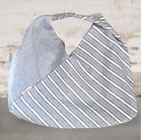 Image 1 of Blue and white striped origami bento bag