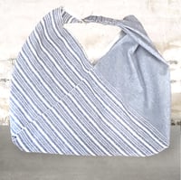 Image 2 of Blue and white striped origami bento bag
