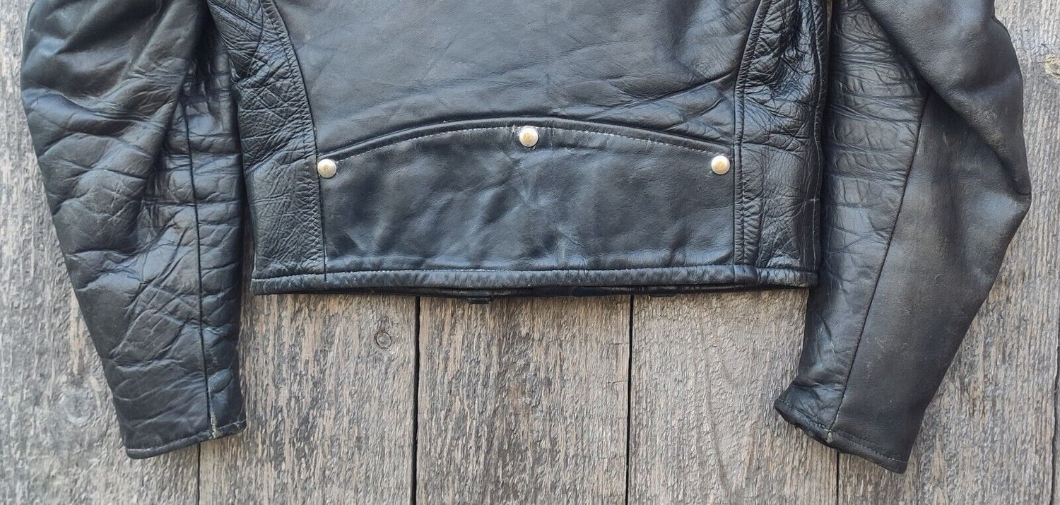 Image of Vintage Horsehide Brando Style Motorcycle Leather Jacket Size Small 36-38