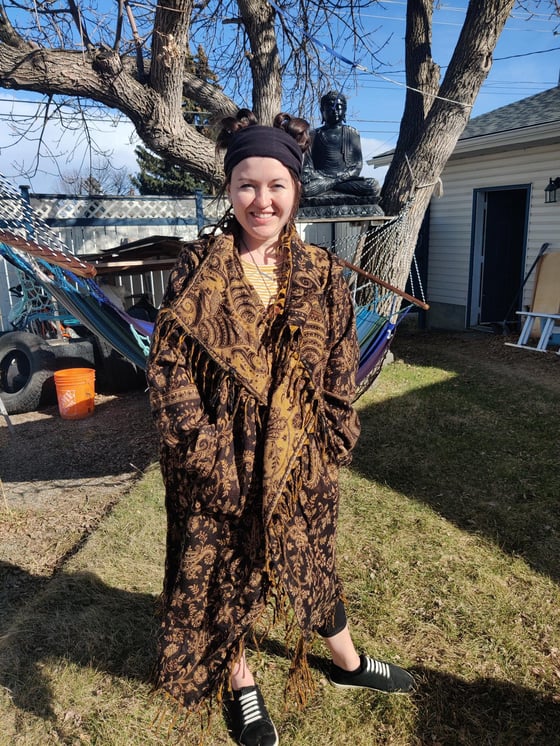 Image of Gold and Black Paisley Fringe Coat