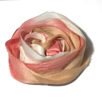 Image 2 of 10YD PEACHES & CREAM HAND DYED SARI SILK RIBBON/HAND DYED BY COLOR KISSED SILK