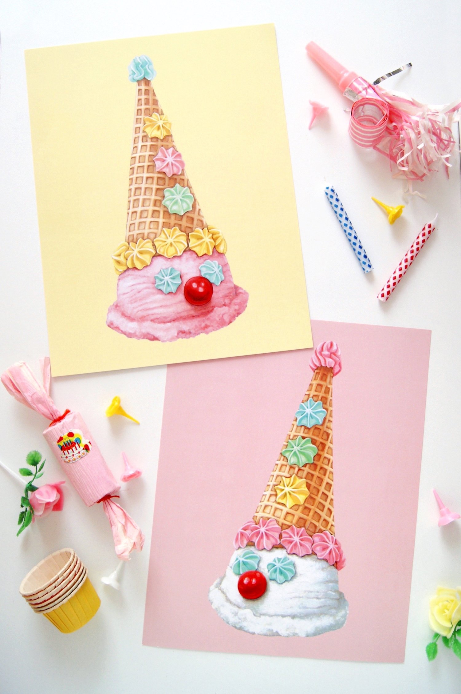 Image of Clown Cone Prints 8.5" x 11" (Yellow or Pink)