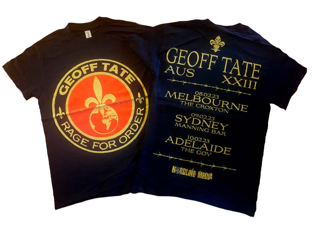 Image of GEOFF TATE - Aussie Tour T'shirt 2023 - Rage For Order design 2 LEFT
