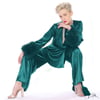 Deep Green Beverly Lounge Suit w/ Marabou Cuffs 