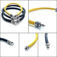 Image 4 of Black leather or yellow leather bracelet with clasp