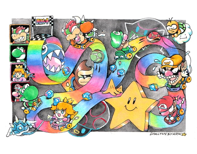 MARIO KART: Rainbow Road Poster | Dalton Doodles Online Shop